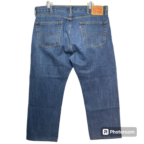 Levi's 505 Regular Straight Men's Size 40x30 Dark Wash Denim Blue Jeans - Picture 2 of 11